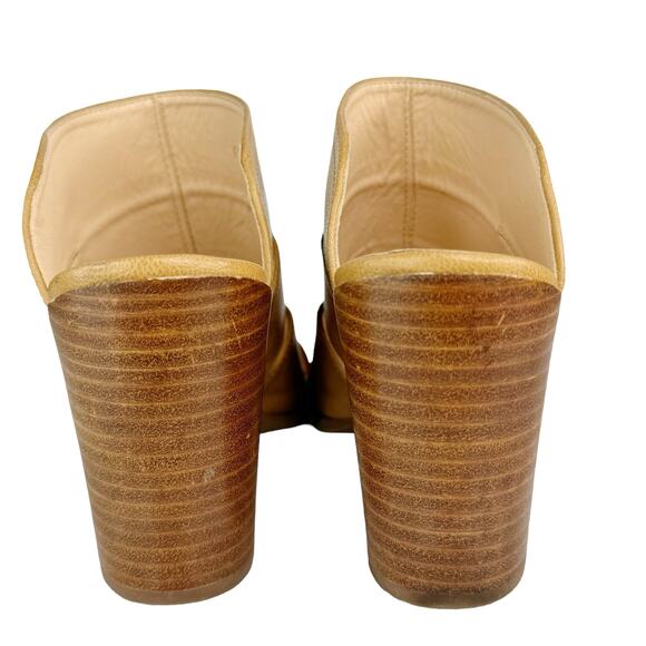 CCOCCI Faith Leather Mules Coccinelle Slip On Shoes Block Heels Tan Brown 9 - Picture 7 of 9